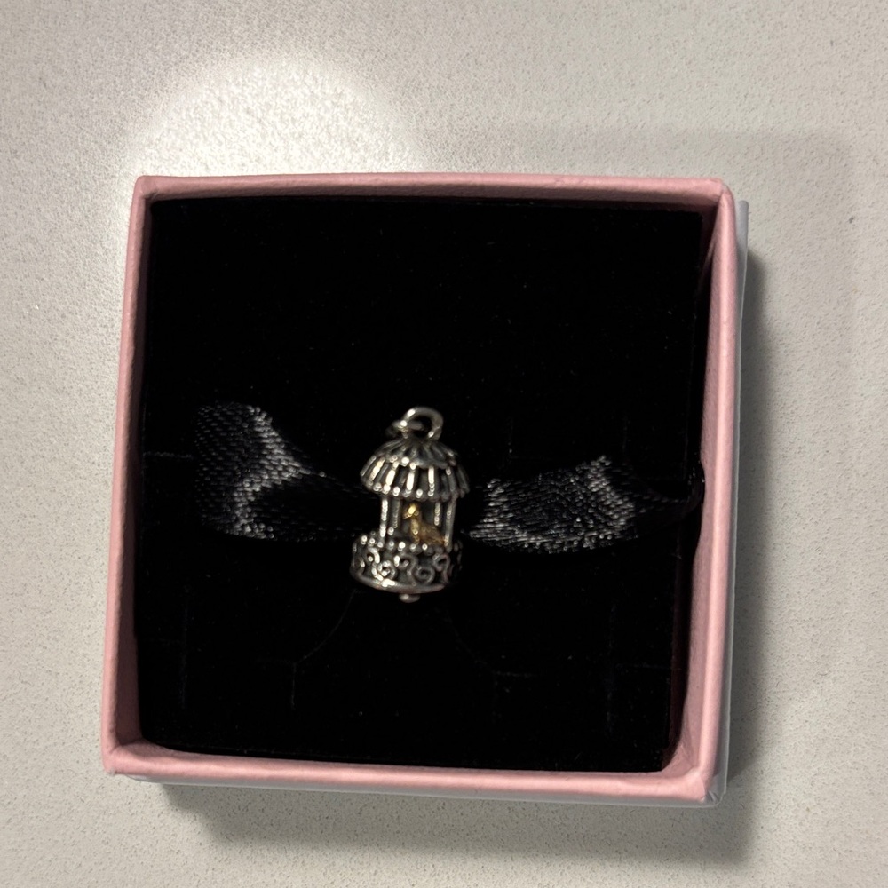 Genuine Pandora silver and 14K gold Birdcage Pendant - RARE Retired